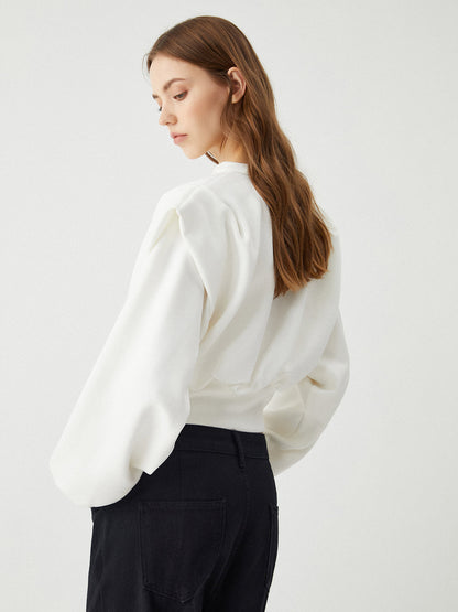 Oversized Solid Long Sleeve Bluz