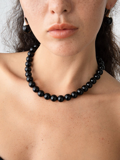 Elegant Black Onyx Bead Kolye