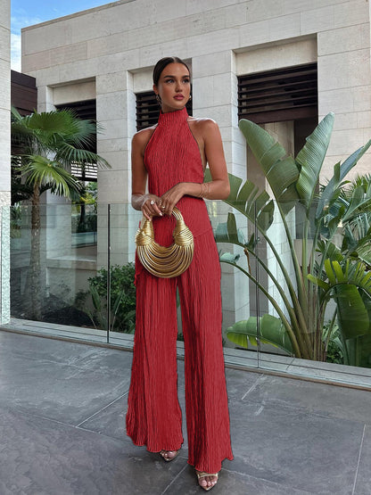 Asymmetric Halter Croplu Wide Leg Pantalon Seti