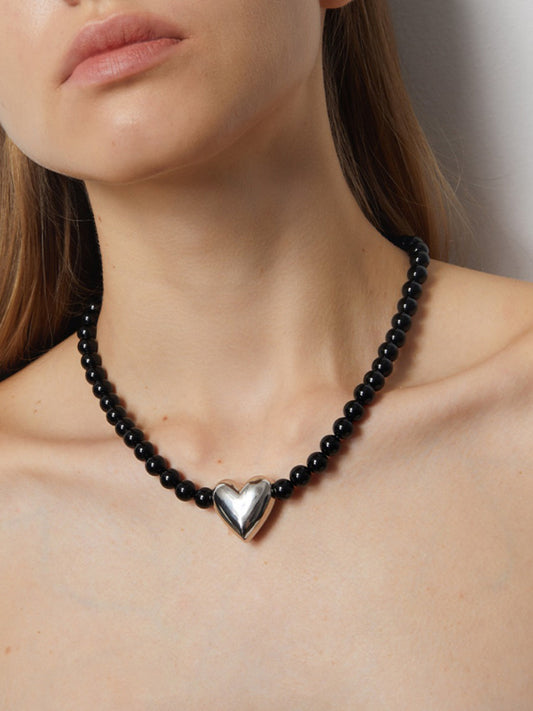 Black Onyx Heart Kolye