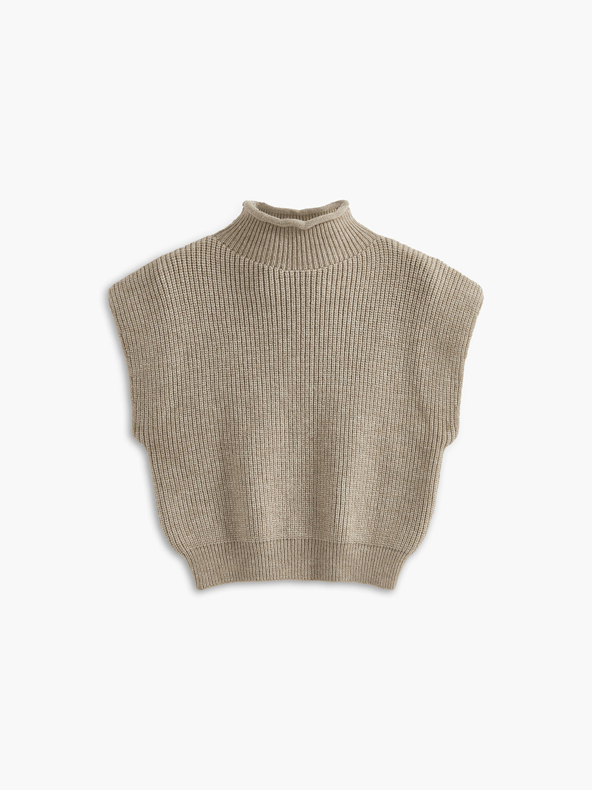 Ribbed Cap Sleeve Warm Sweater Yelek