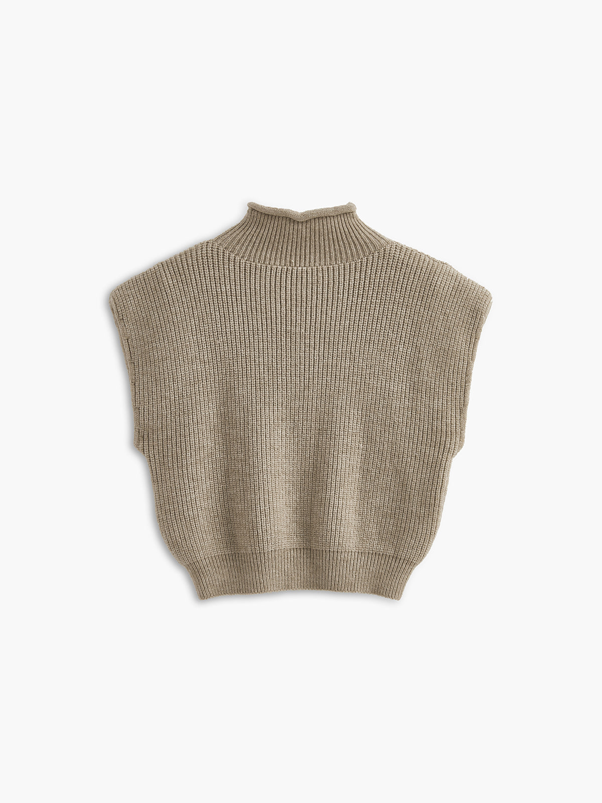 Ribbed Cap Sleeve Warm Sweater Yelek