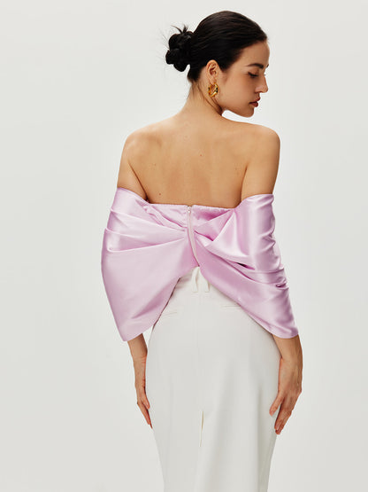 Satin Pleated Off Shoulder Üst