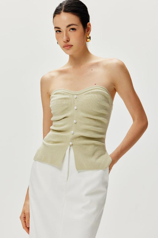 Strapless Split Pearl Sweater Yelek