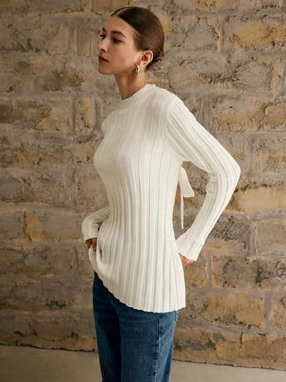 Tie Open Back Knit Üst