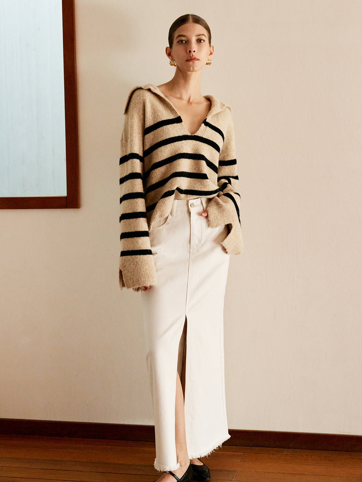 Oversize Striped Pullover Kazak