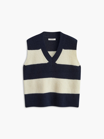 V-Neck Striped Sweater Yelek