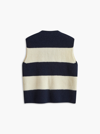 V-Neck Striped Sweater Yelek