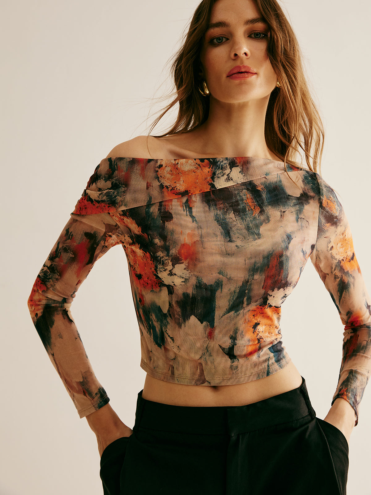 Retro Asymmetrical Collar Crop Bluz