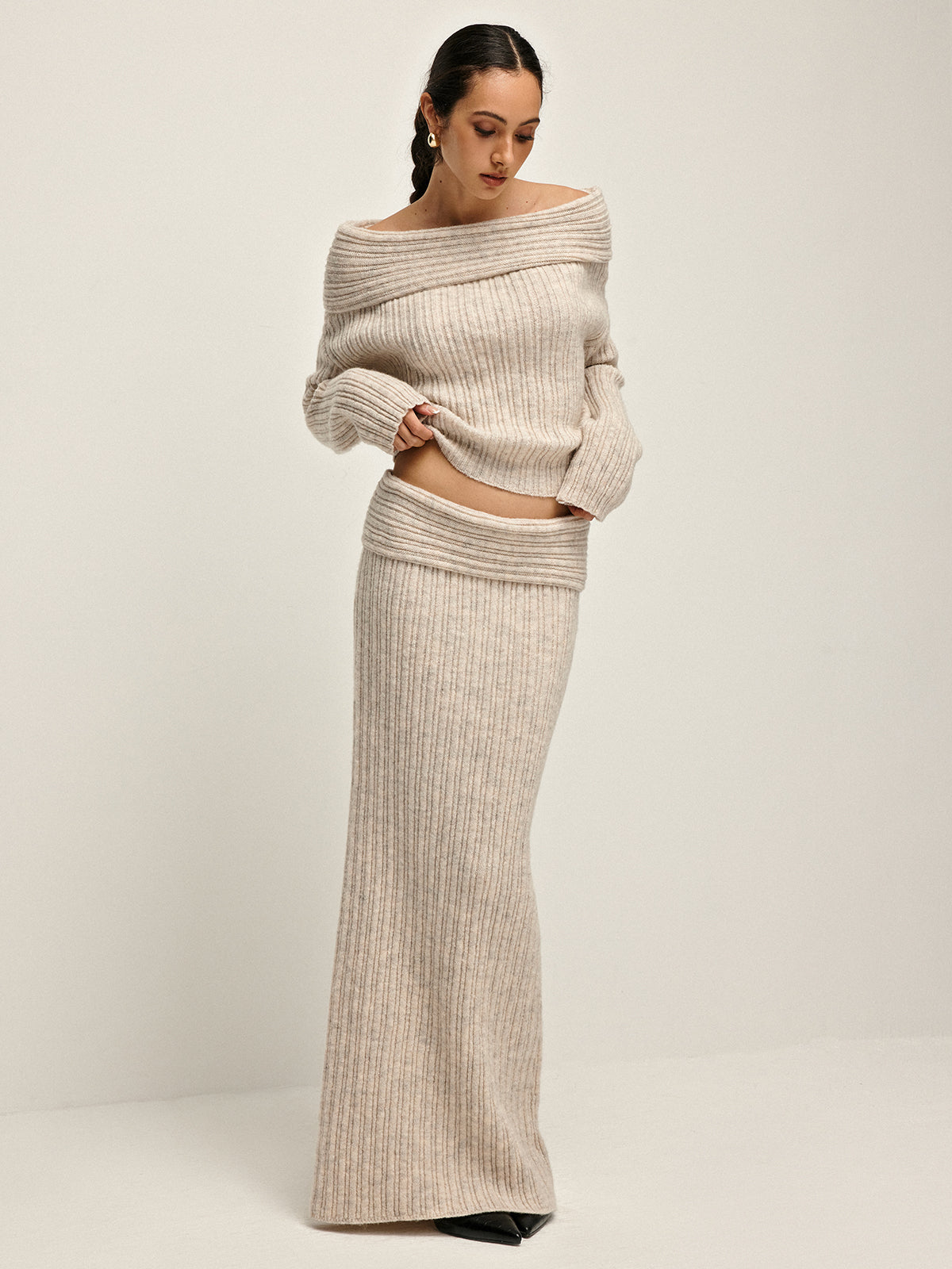 Off Shoulder Warm Kazaklı Takım