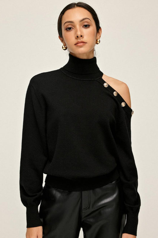 Turtleneck Asymmetrical One Shoulder Kazak