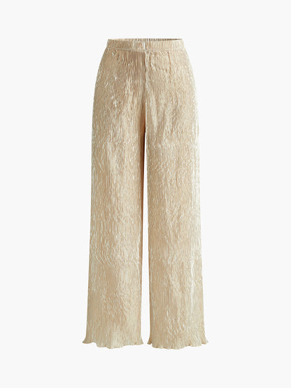 Asymmetric Halter Croplu Wide Leg Pantalon Seti