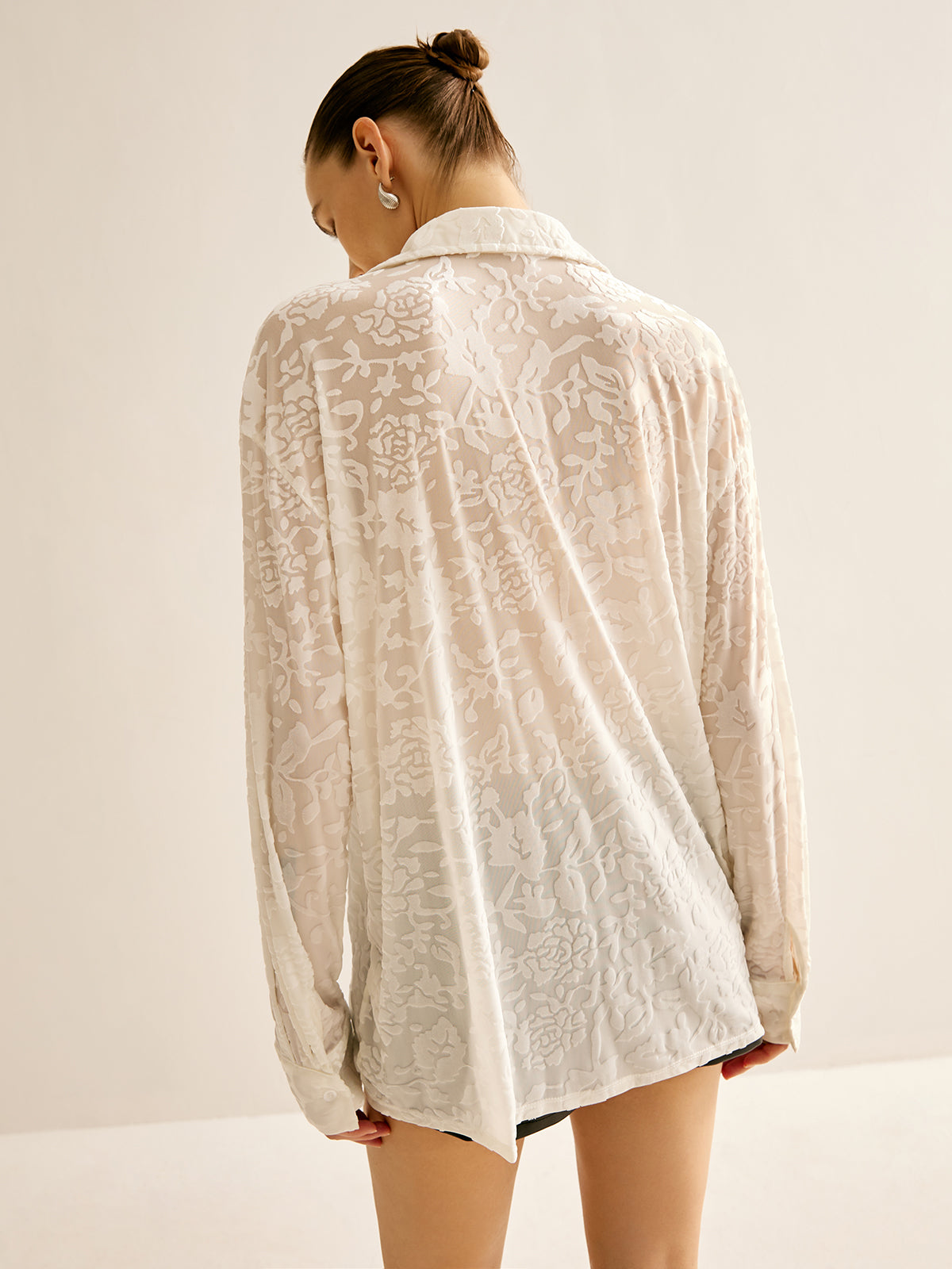 Semi-Sheer Jacquard Polo Gömlek