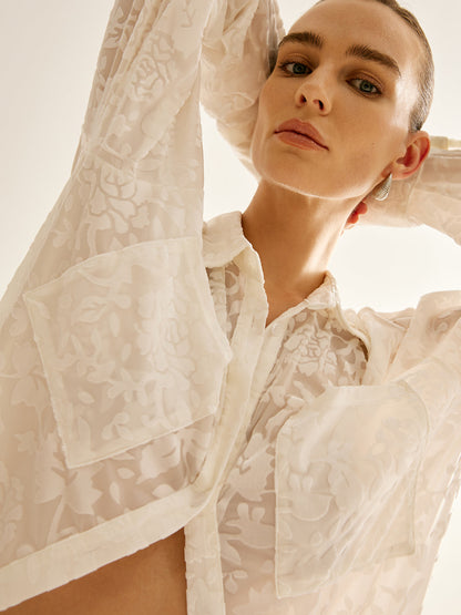 Semi-Sheer Jacquard Polo Gömlek