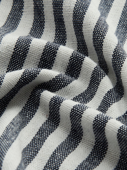 Cotton & Linen Pinstripe Loose Üst