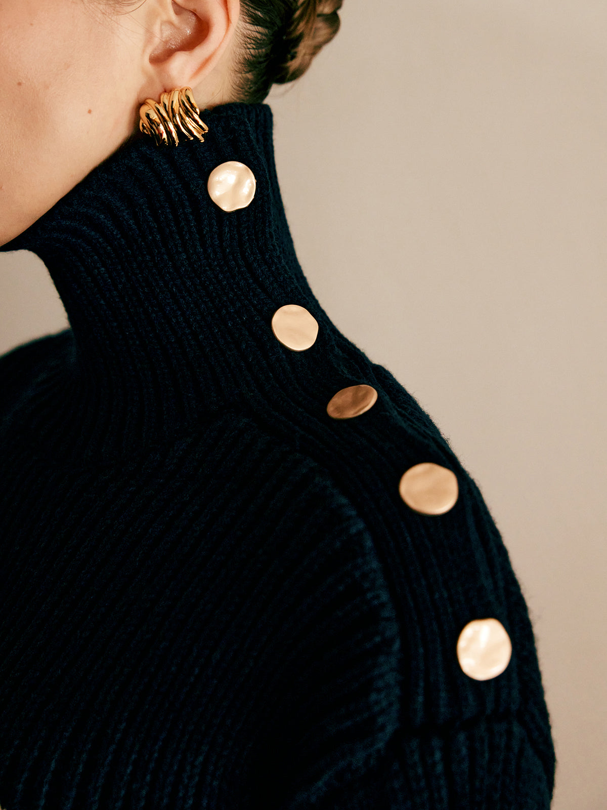 Wool-Blend Turtleneck Striped Kazak