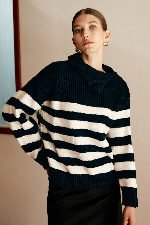 Wool-Blend Turtleneck Striped Kazak