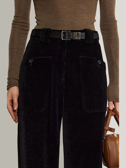 Corduroy Draped Pants Without Pantolon