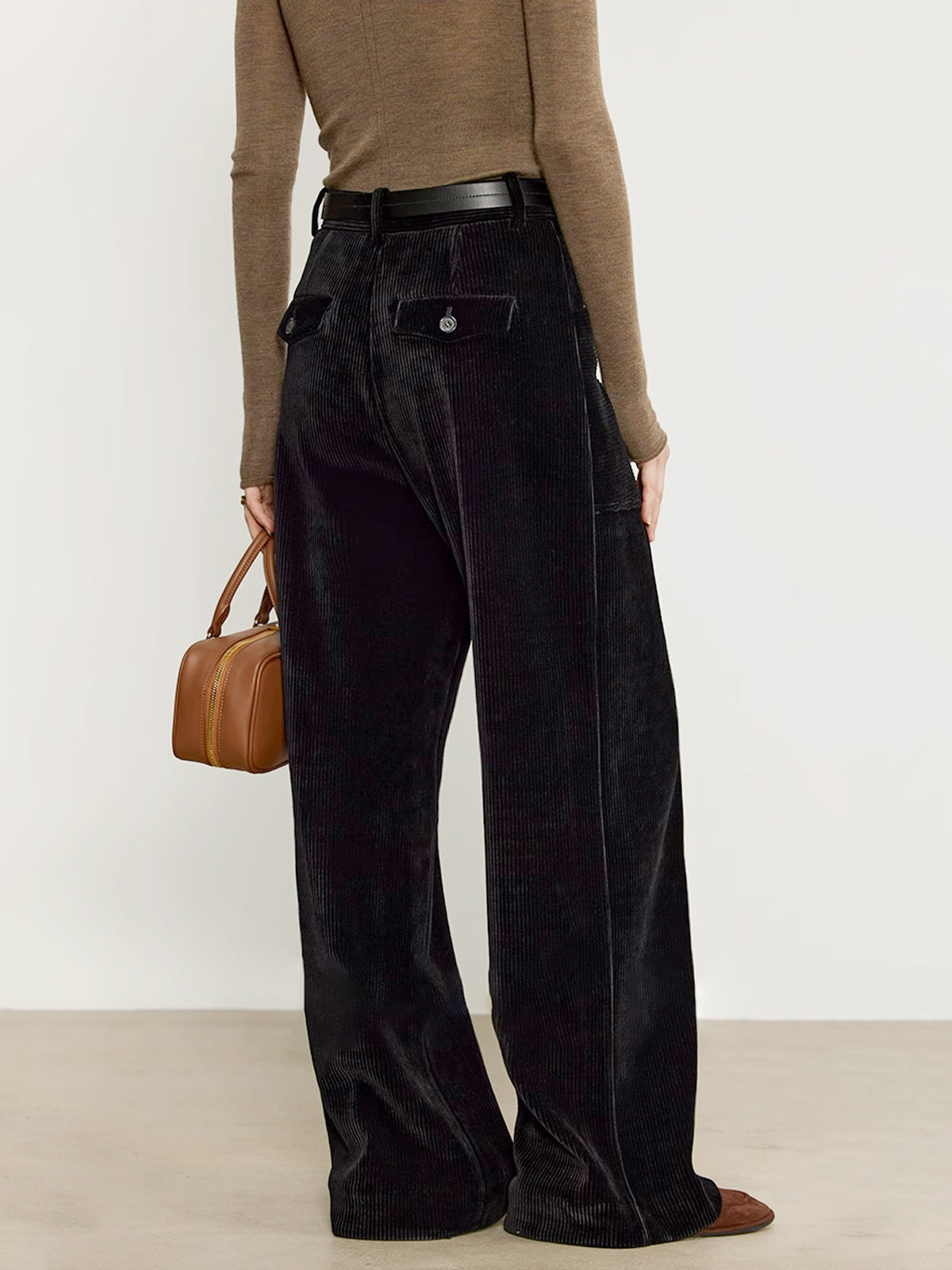 Corduroy Draped Pants Without Pantolon