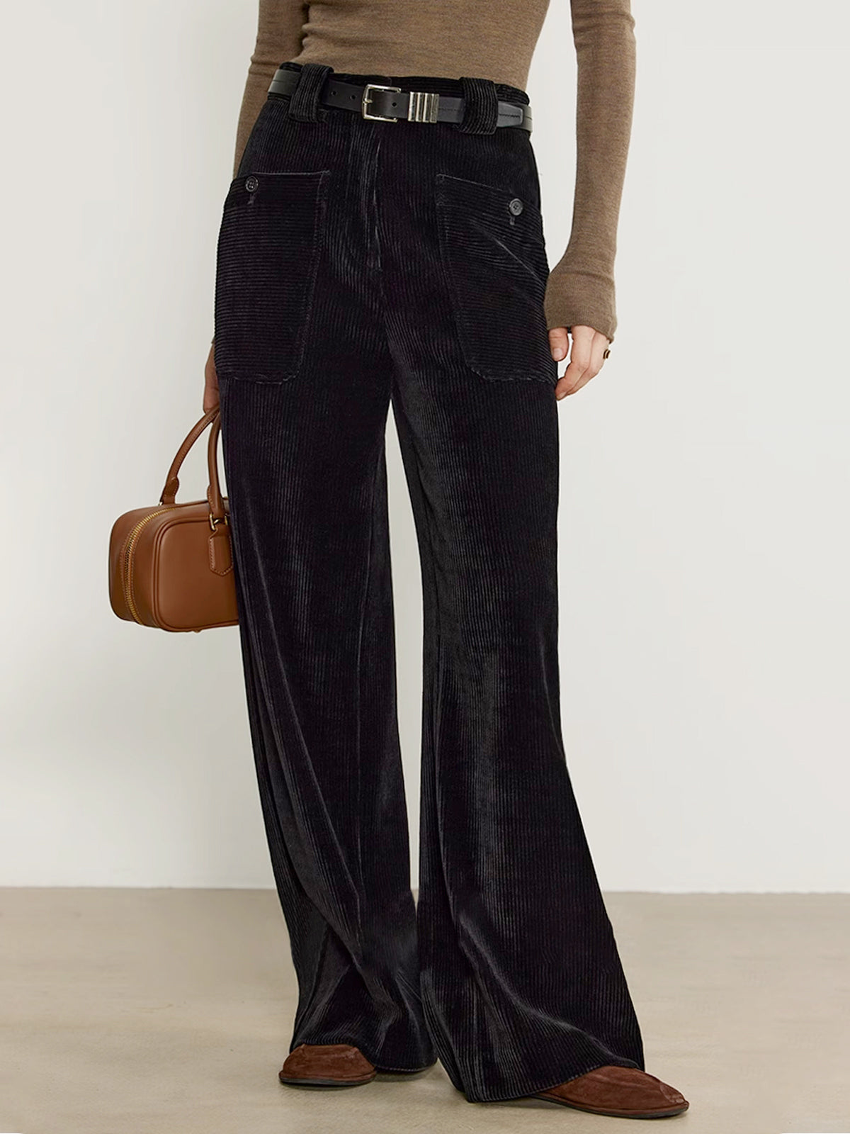 Corduroy Draped Pants Without Pantolon