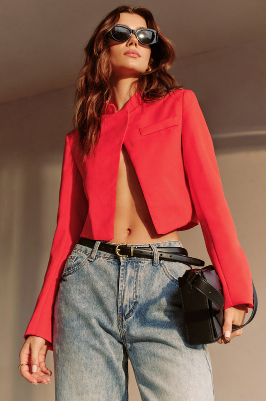 Split Crop Blazer Ceket