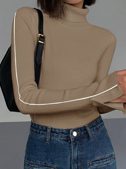 Contrast Piping Turtleneck Kazak