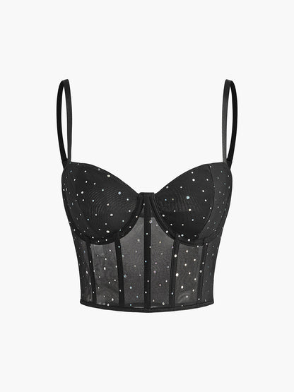 Mesh Polka Dot Corset Üst