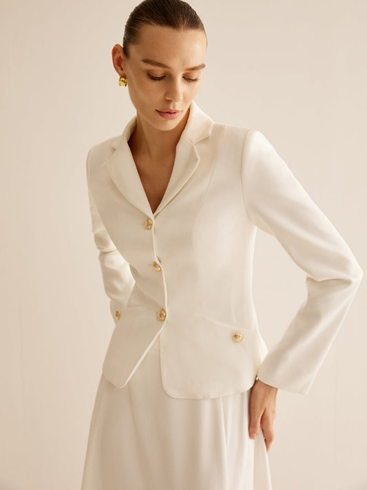 Elegant Metal-Button Blazer Ceket