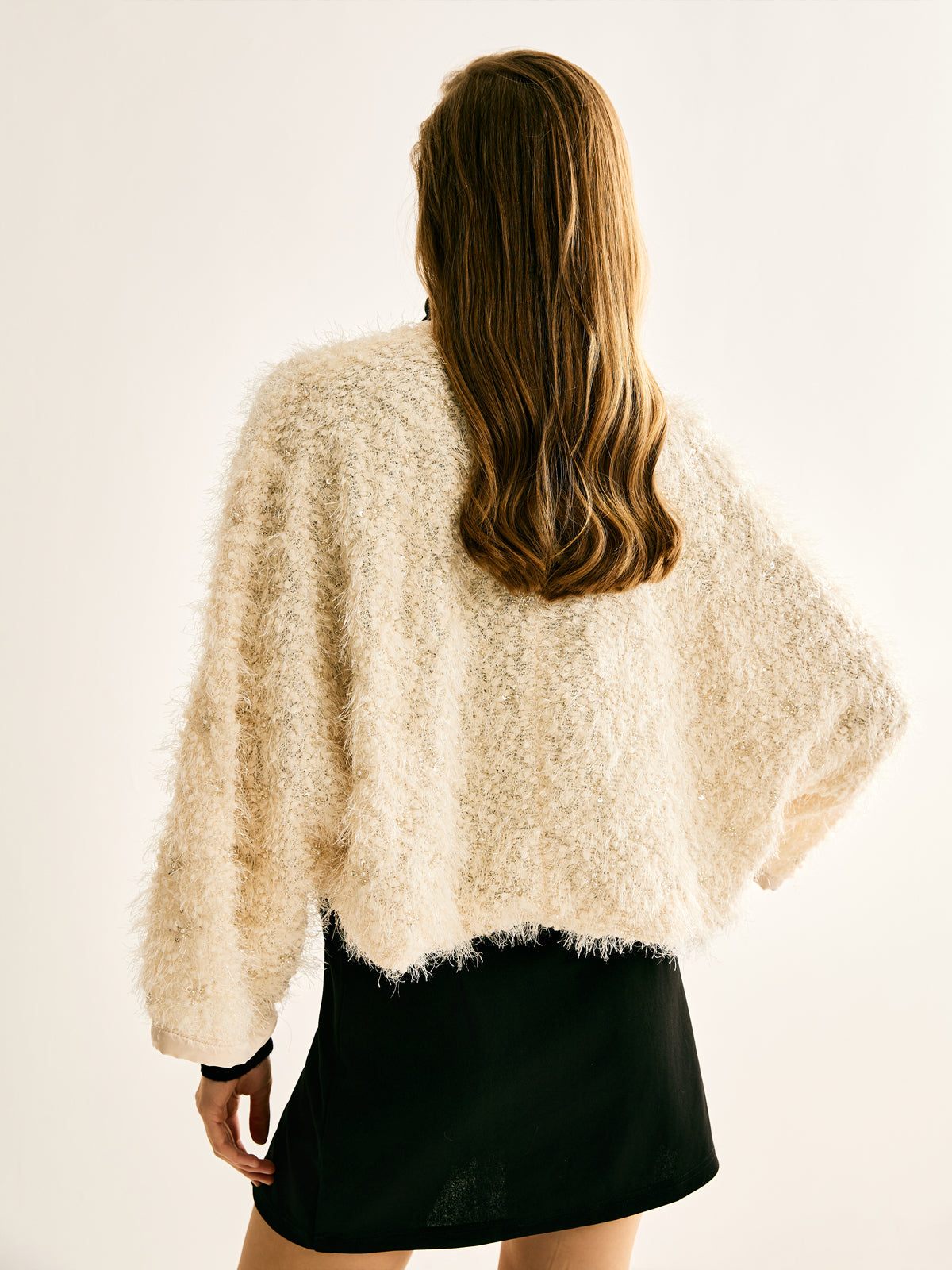 Tie Neck Fuzzy Blazer Ceket