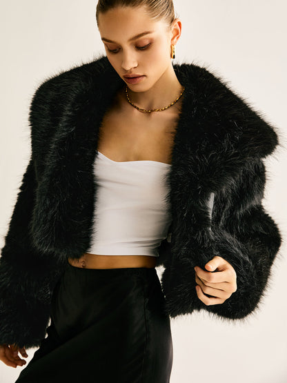 Crop Faux Fur Warm Kürk