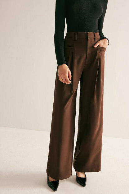 Casual Pleated Mid Waist Pantolon