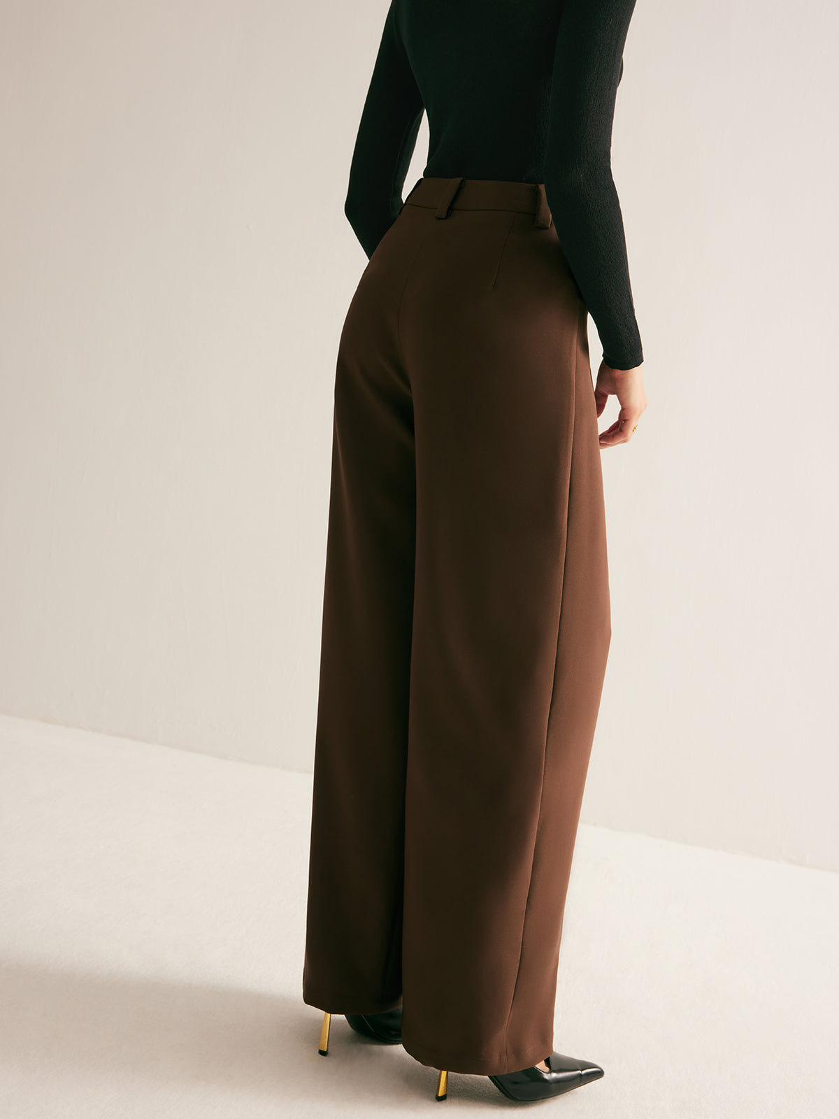 Casual Pleated Mid Waist Pantolon