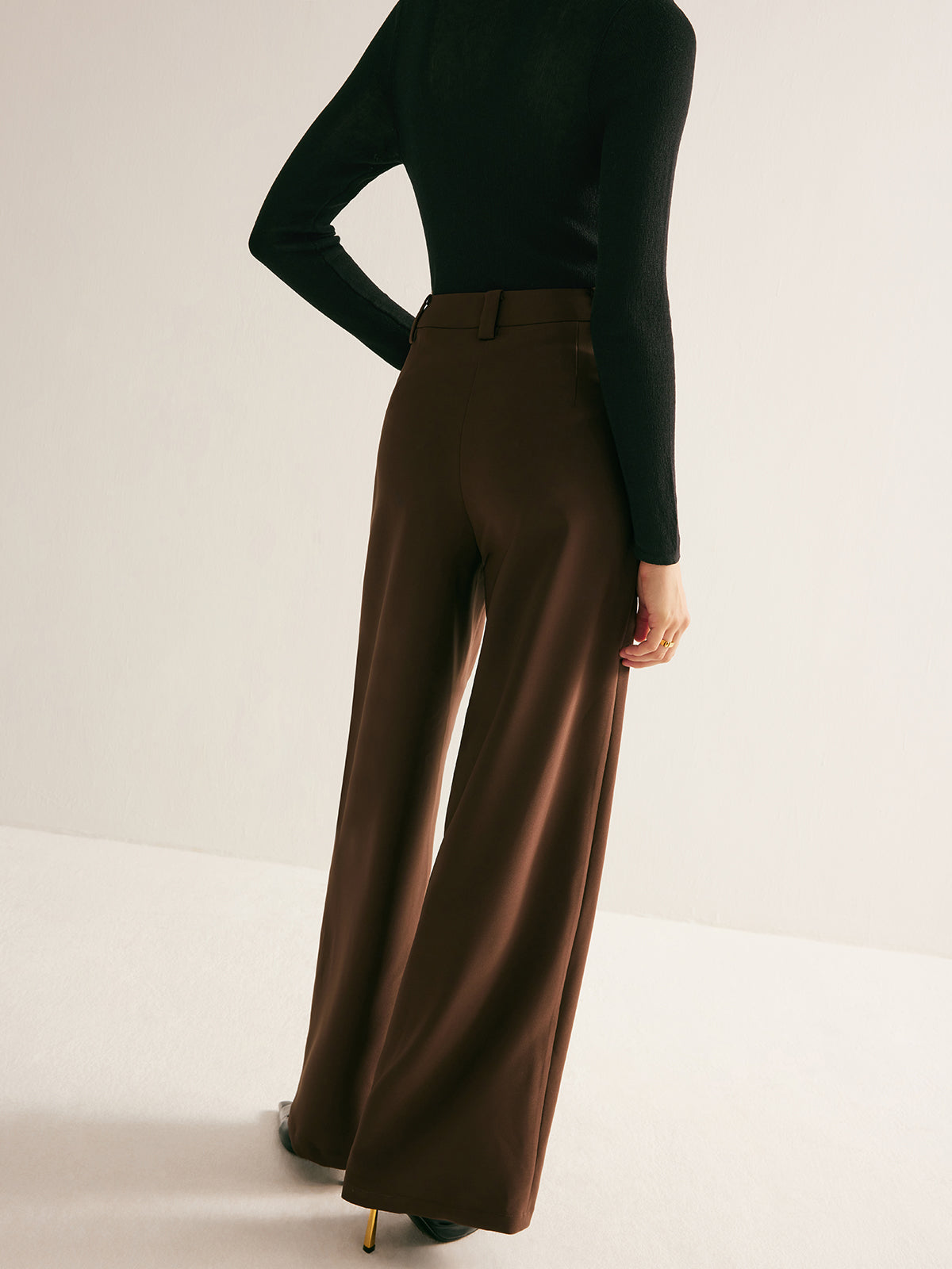 Casual Pleated Mid Waist Pantolon