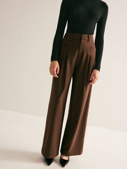 Casual Pleated Mid Waist Pantolon