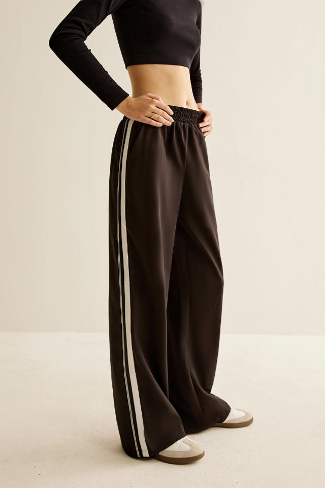 Contrast Striped Elastic Waist Pantolon