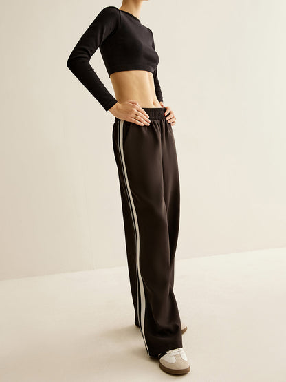 Contrast Striped Elastic Waist Pantolon