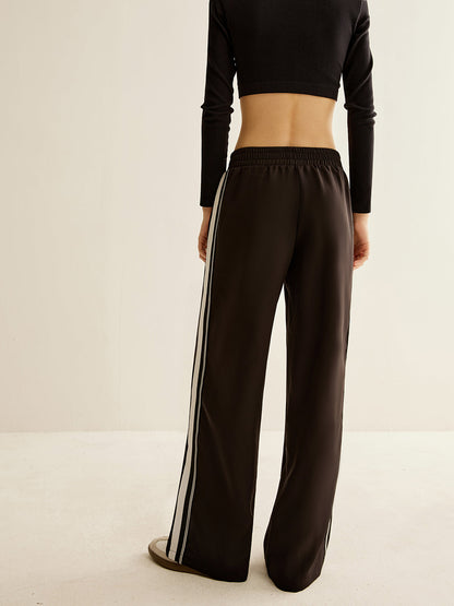 Contrast Striped Elastic Waist Pantolon