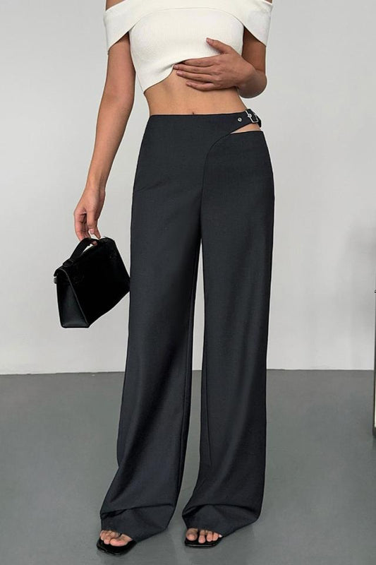 Buckle Belted Cutout Pantolon