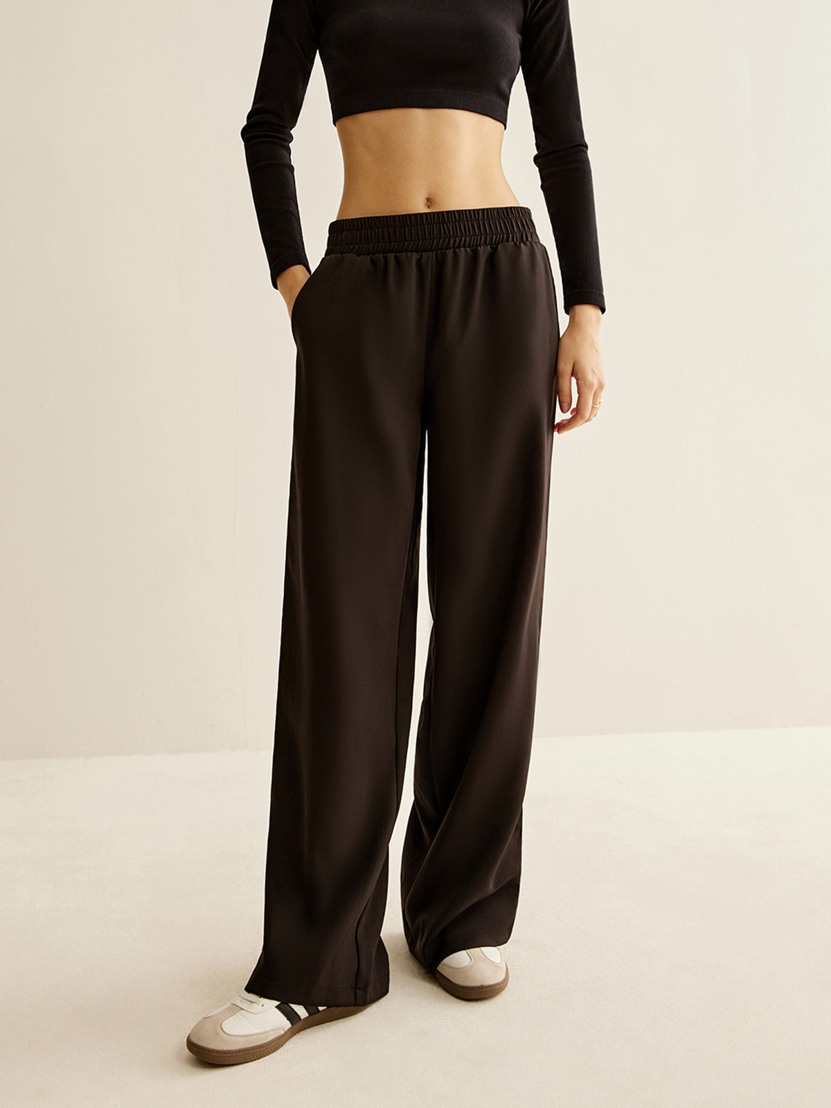 Contrast Striped Elastic Waist Pantolon