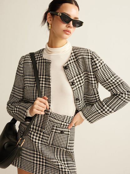 Wool-Blend Checked Blazer Ceket