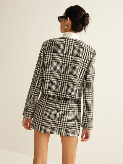 Wool-Blend Checked Blazer Ceket