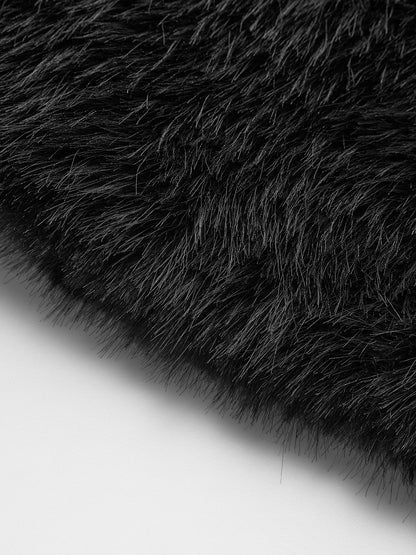 Solid Faux Fur Collar Ceket