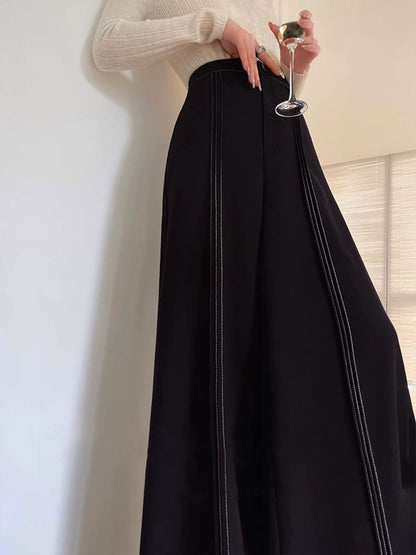 Contrast Bars Wide-Leg Flare Pantolon