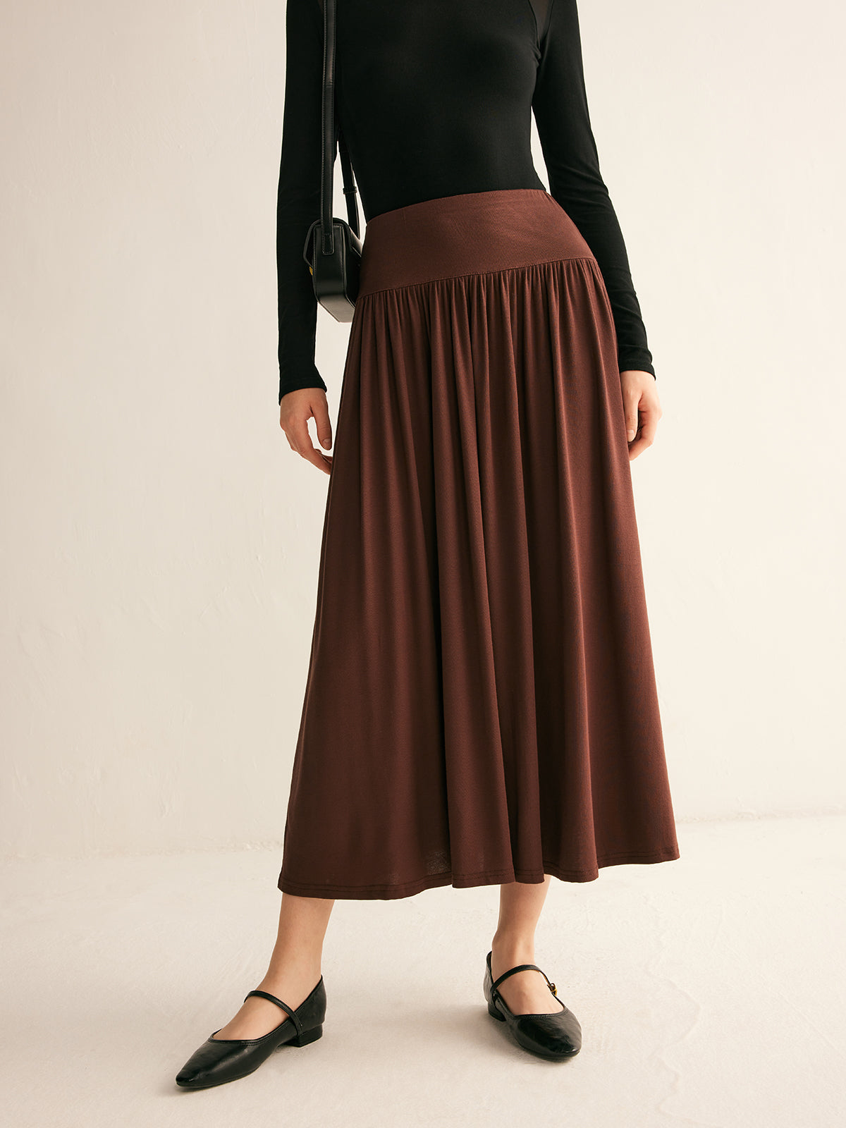 Pleated Jersey Midi Etek