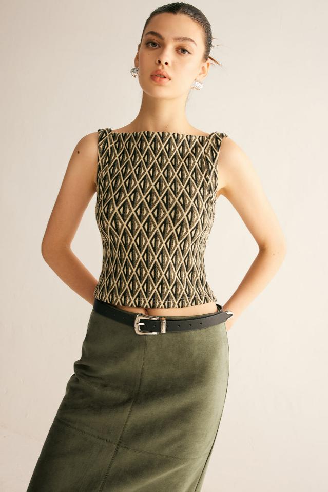 Geometric Pattern Crop Üst