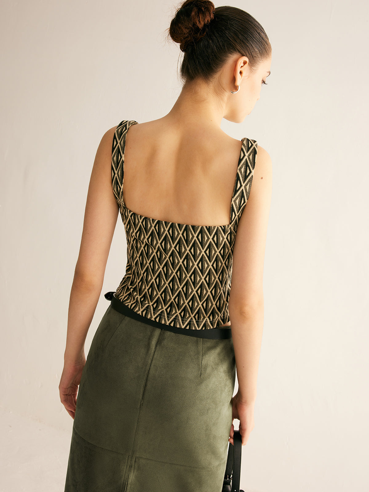 Geometric Pattern Crop Üst