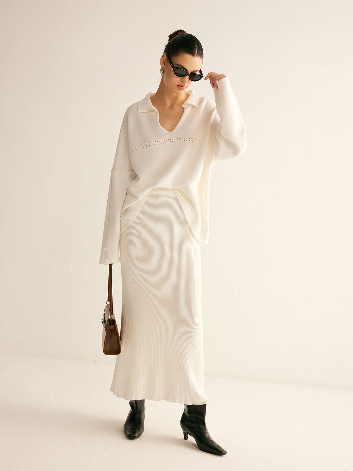 Minimalist Knit Midi Etek Takımı