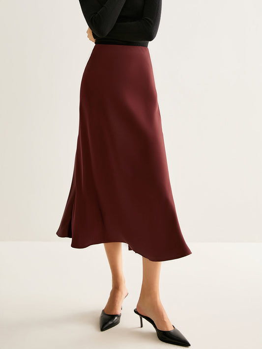 Flowy Satin Midi Etek