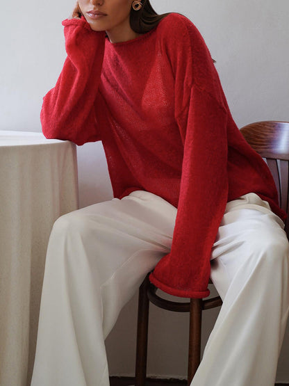 Hollow Draped Snug Knit Üst