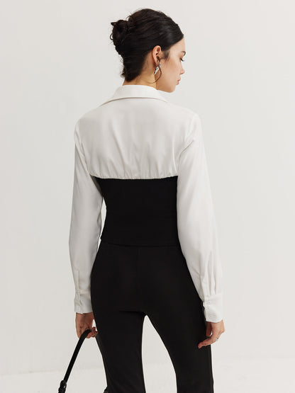 Two-Way Zip Color Block Polo Üst